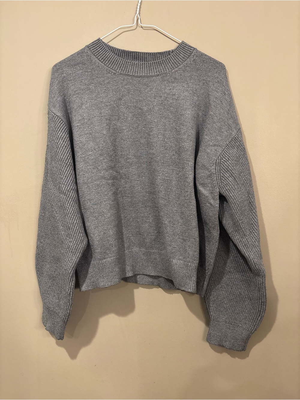 Mango Light Gray Crewneck Knit Sweater